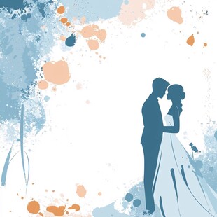 浪漫之吻 水彩风格新人肖像