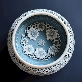 蓝白色陶瓷花瓶