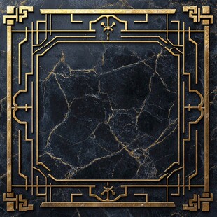 古典艺术风格的金色边框与大理石纹理背景