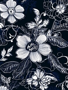 黑白花卉图案