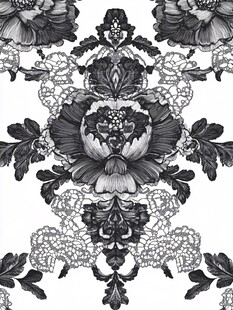 黑白花卉图案