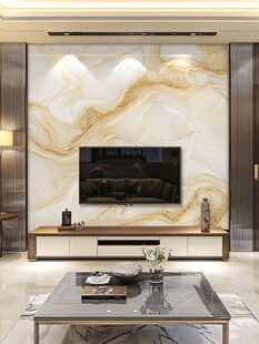 现代客厅大理石纹背景电视墙设计