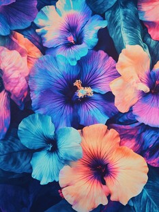 多彩花卉的数字艺术