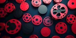 红色齿轮在黑色背景上