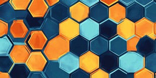 六边形的蓝橙渐变