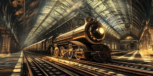 复古火车站的黄金时刻