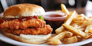 鸡肉三明治与薯条