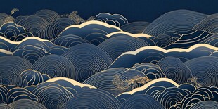 抽象的蓝色波浪线条艺术