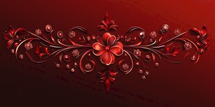 红色花卉图案