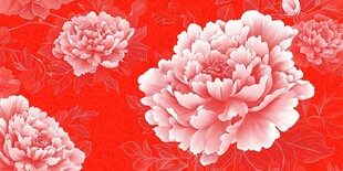 盛开的红色花卉图案