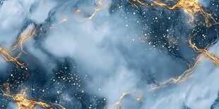 蓝色大理石与金色纹理的抽象图案