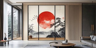 日出山水画艺术