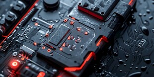 红色光影下的电子世界