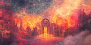 火红的城市遗迹