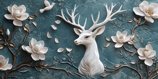 鹿与花朵的和谐共舞