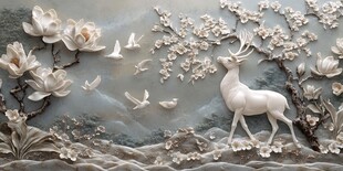 鹿与花朵的和谐共舞