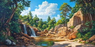 森林中的宁静瀑布