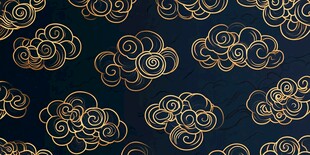 金色云纹在深蓝背景上