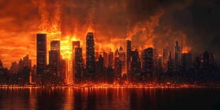 城市天际线的灾难性毁灭