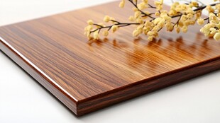 木纹背景与植物的和谐共存