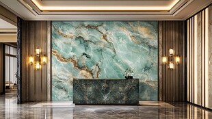 豪华大堂 绿色大理石背景