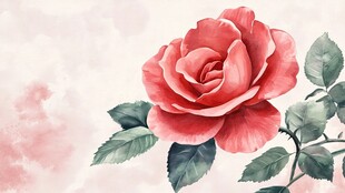 绚烂玫瑰 水彩画风