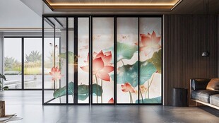 现代中式风格室内设计 利用艺术玻璃隔断