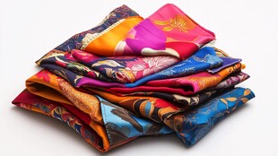 五彩缤纷的丝巾堆