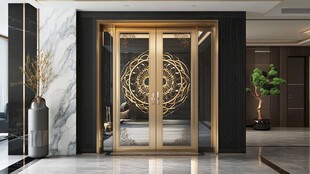 豪华金色门设计 结合现代室内装饰风格