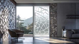 现代室内设计的石头和玻璃元素