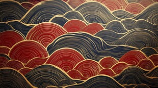 云海红蓝金纹理