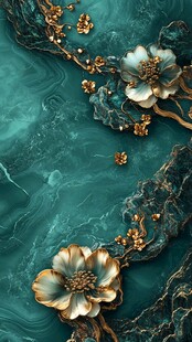 翠绿金花石纹艺术