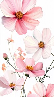 粉色波斯菊与白色花卉的优雅组合