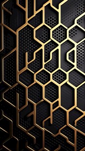 金色几何图案在黑色背景上