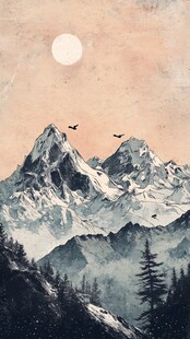 山水画中的宁静黎明