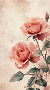 古典水彩画中的复古玫瑰