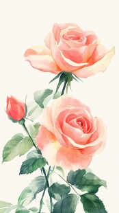 水彩玫瑰画