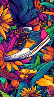 五彩缤纷的花卉与鞋子