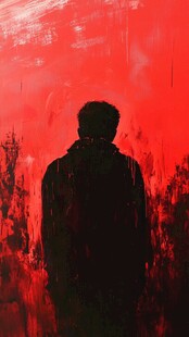 背影中的红色风景