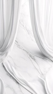 白色窗帘与大理石地板的优雅结合