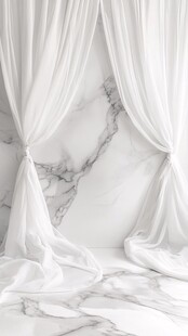 白色大理石与薄纱窗帘的优雅交汇