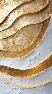 金色波浪纹理抽象画