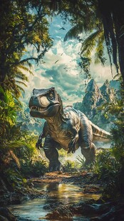 恐龙在丛林中徘徊