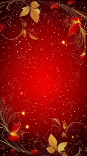 红色背景的金色花纹和点状元素
