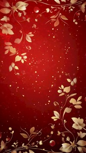 红色星空下的金色花藤