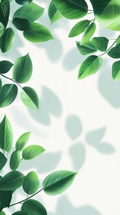 绿叶白背景