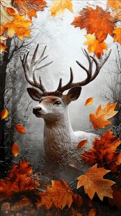 鹿与秋叶