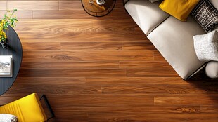 现代客厅的木地板和家具布置