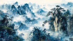 云雾缭绕的山景