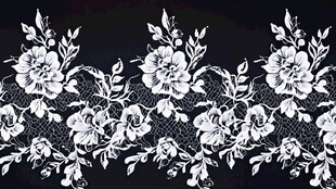 黑色背景上的白色蕾丝花纹